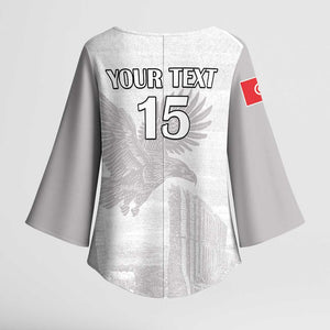 Custom Tunisia Football Kimono Sleeve Blouse White Eagles of Carthage