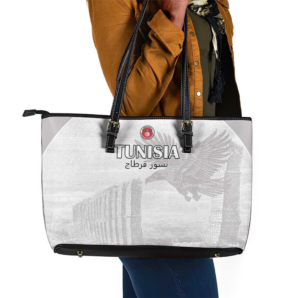 Tunisia Football Leather Tote Bag Eagles of Carthage Go Champion - White Color - African Pride