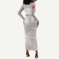 Custom Tunisia Football Long Sleeve Bodycon Dress Eagles of Carthage Go Champion - White Color - African Pride