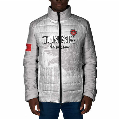 Custom Tunisia Football Padded Jacket White Eagles of Carthage