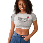 Custom Tunisia Football Raglan Cropped T shirt Eagles of Carthage Go Champion - White Color - African Pride