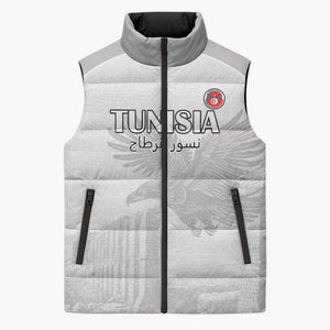 Custom Tunisia Football Sleeveless Puffer Jacket White Eagles of Carthage