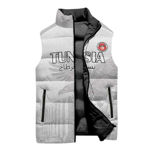 Custom Tunisia Football Sleeveless Puffer Jacket White Eagles of Carthage