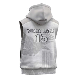 Custom Tunisia Football Sleeveless Zip Hoodie Eagles of Carthage Go Champion - White Color - African Pride