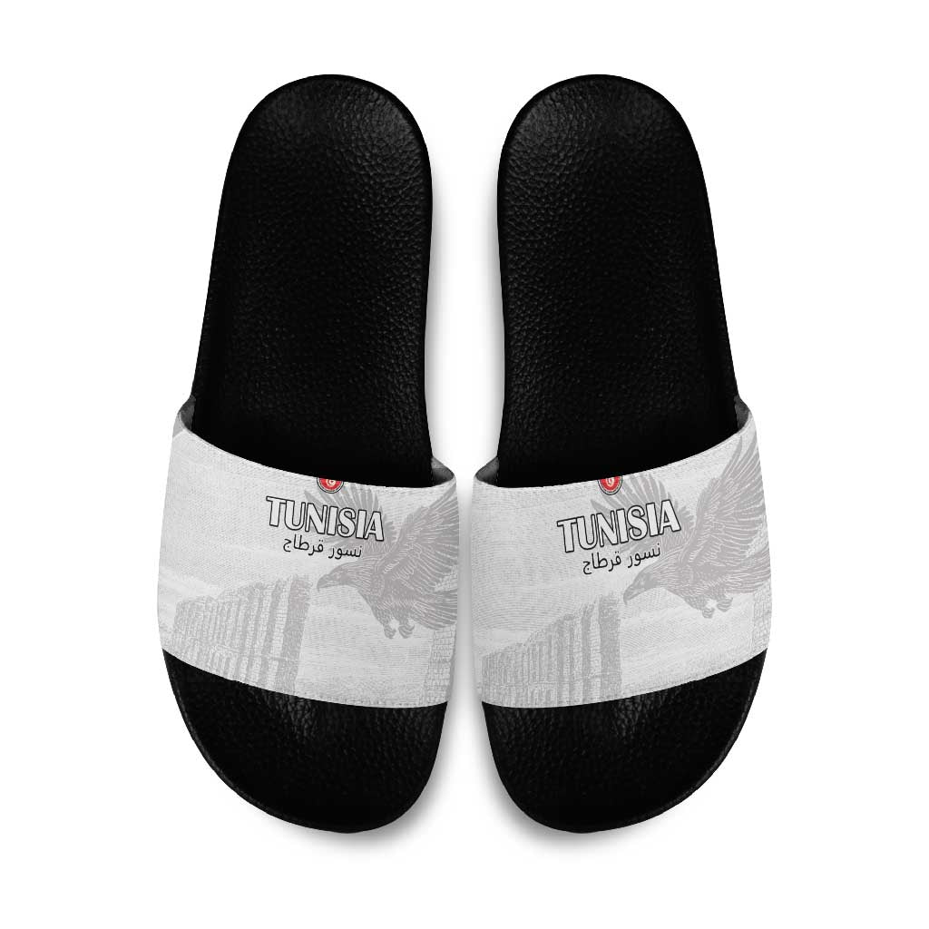 Tunisia Football Slide Sandals White Eagles of Carthage