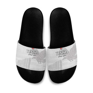 Tunisia Football Slide Sandals White Eagles of Carthage