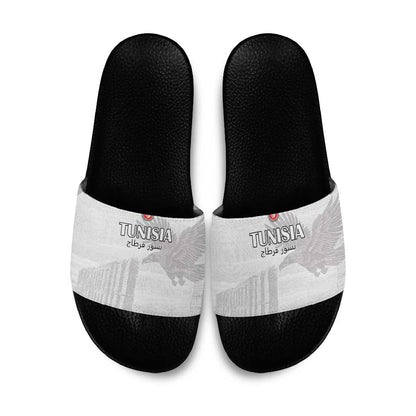 Tunisia Football Slide Sandals White Eagles of Carthage