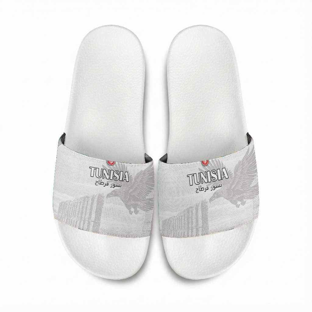 Tunisia Football Slide Sandals White Eagles of Carthage