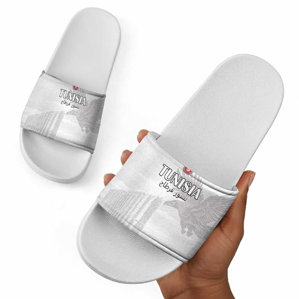 Tunisia Football Slide Sandals White Eagles of Carthage