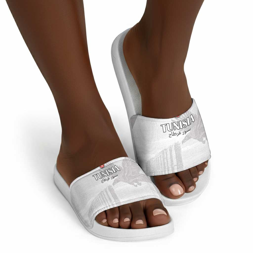 Tunisia Football Slide Sandals White Eagles of Carthage