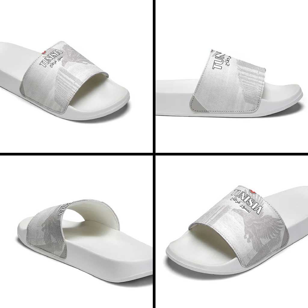 Tunisia Football Slide Sandals White Eagles of Carthage