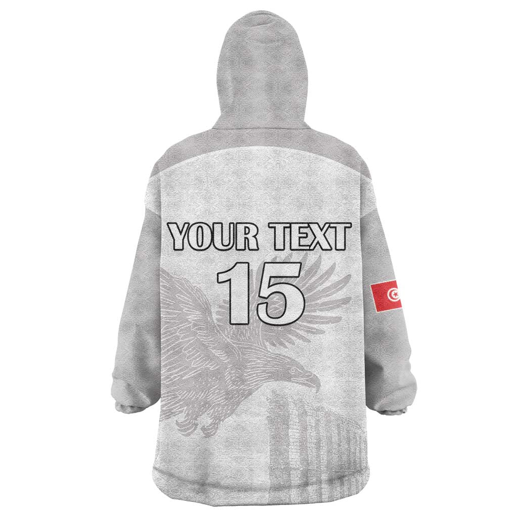 Custom Tunisia Football Wearable Blanket Hoodie Eagles of Carthage Go Champion - White Color - African Pride