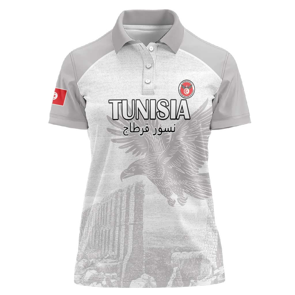 Custom Tunisia Football Women Polo Shirt Eagles of Carthage Go Champion - White Color - African Pride
