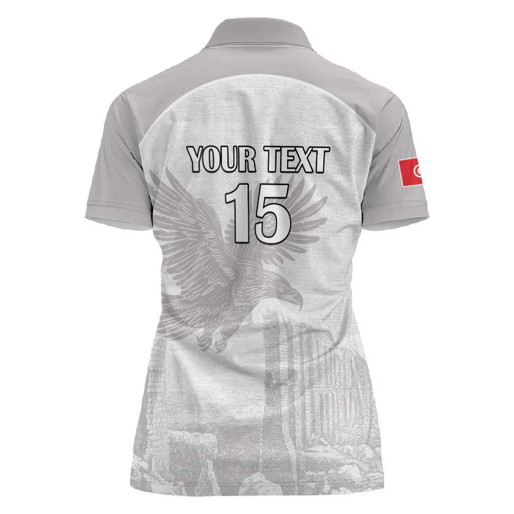 Custom Tunisia Football Women Polo Shirt Eagles of Carthage Go Champion - White Color - African Pride