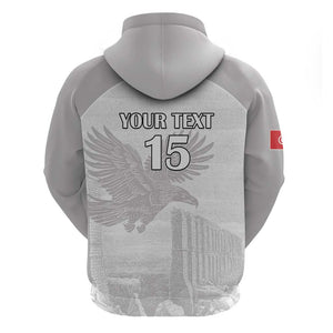 Custom Tunisia Football Zip Hoodie Eagles of Carthage Go Champion - White Color - African Pride