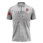 Custom Tunisia Football Zipper Polo Shirt White Eagles of Carthage