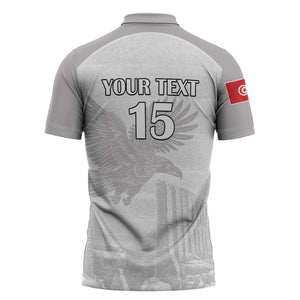 Custom Tunisia Football Zipper Polo Shirt White Eagles of Carthage