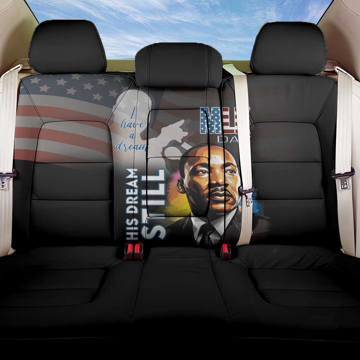 Black Americans Happy MLK Day Back Car Seat Cover I Have A Dream