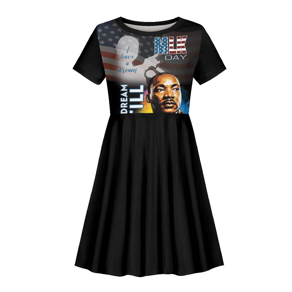 Black Americans Happy MLK Day Kid Short Sleeve Dress I Have A Dream