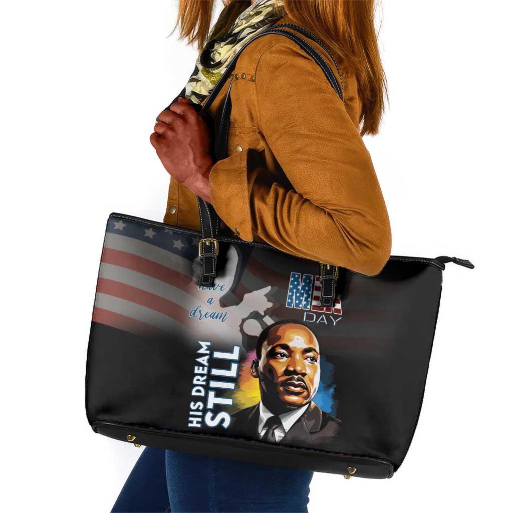 Black Americans Happy MLK Day Leather Tote Bag I Have A Dream