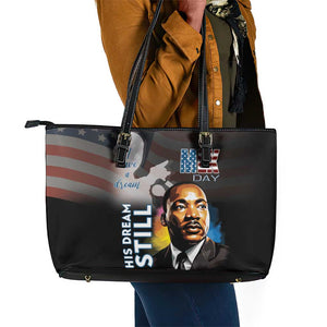 Black Americans Happy MLK Day Leather Tote Bag I Have A Dream