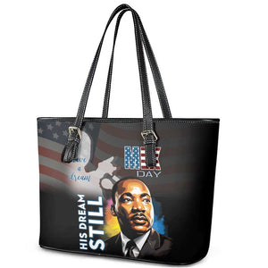 Black Americans Happy MLK Day Leather Tote Bag I Have A Dream