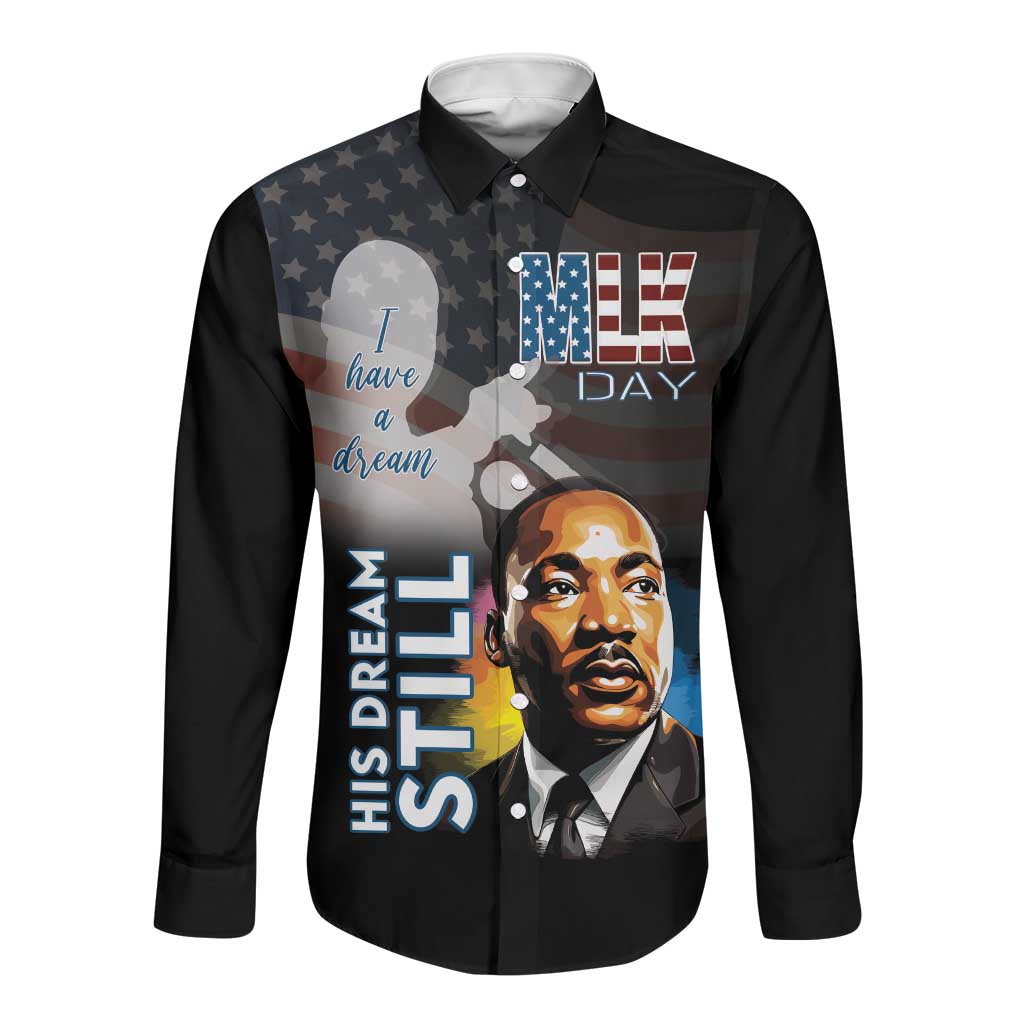 Black Americans Happy MLK Day Long Sleeve Button Shirt I Have A Dream