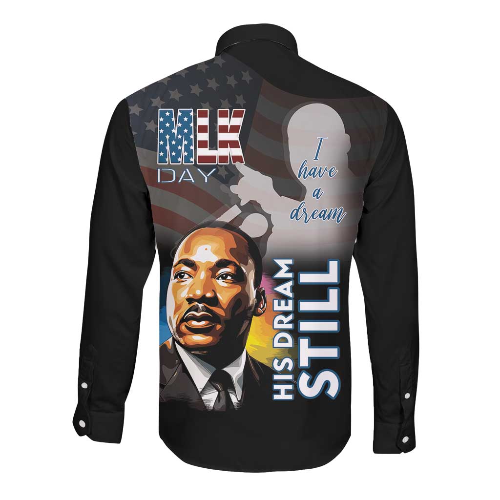 Black Americans Happy MLK Day Long Sleeve Button Shirt I Have A Dream