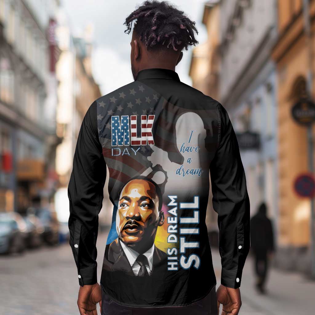 Black Americans Happy MLK Day Long Sleeve Button Shirt I Have A Dream