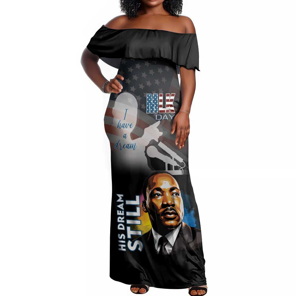 Black Americans Happy MLK Day Off Shoulder Maxi Dress I Have A Dream