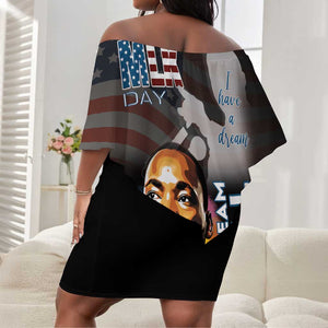 Black Americans Happy MLK Day Off Shoulder Short Dress I Have A Dream