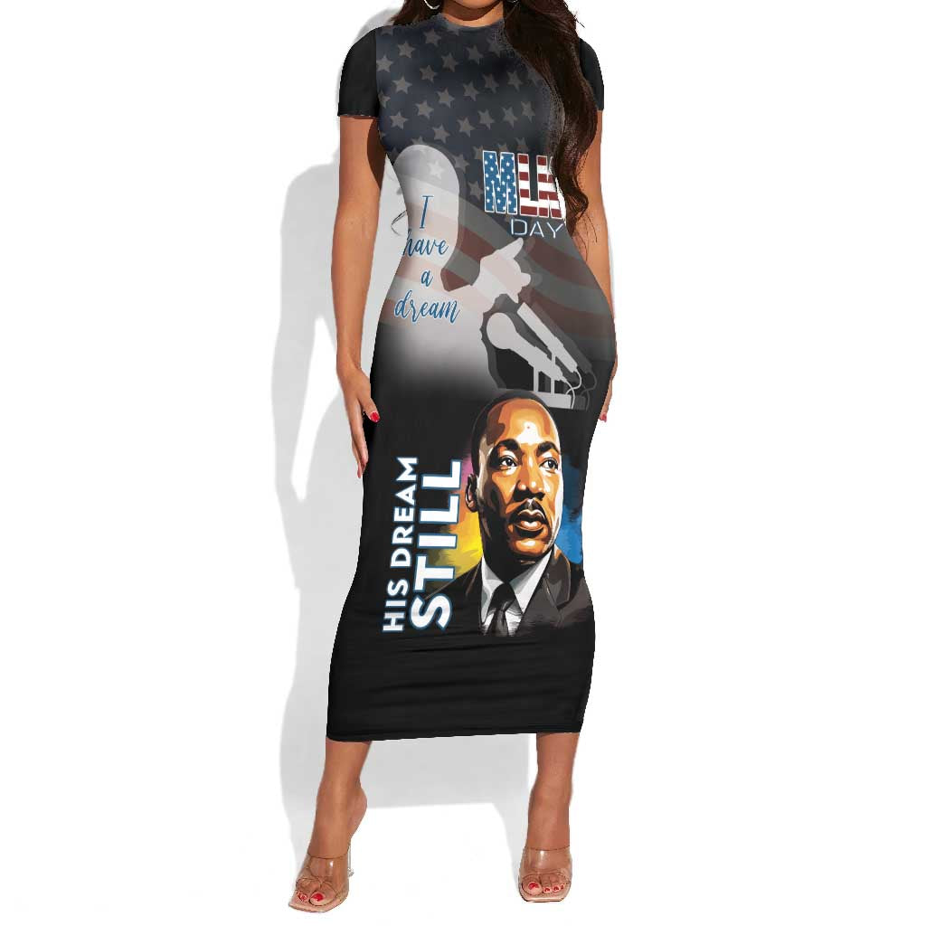 Black Americans Happy MLK Day Short Sleeve Bodycon Dress I Have A Dream