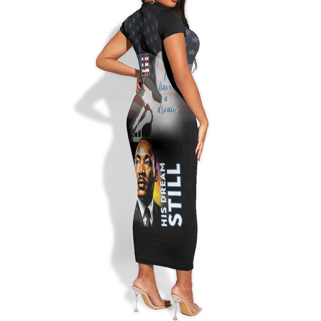 Black Americans Happy MLK Day Short Sleeve Bodycon Dress I Have A Dream LT15