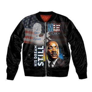 Black Americans Happy MLK Day Sleeve Zip Bomber Jacket I Have A Dream