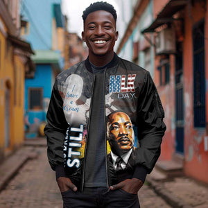 Black Americans Happy MLK Day Sleeve Zip Bomber Jacket I Have A Dream