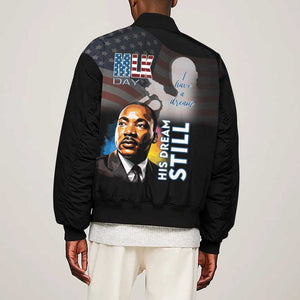 Black Americans Happy MLK Day Sleeve Zip Bomber Jacket I Have A Dream