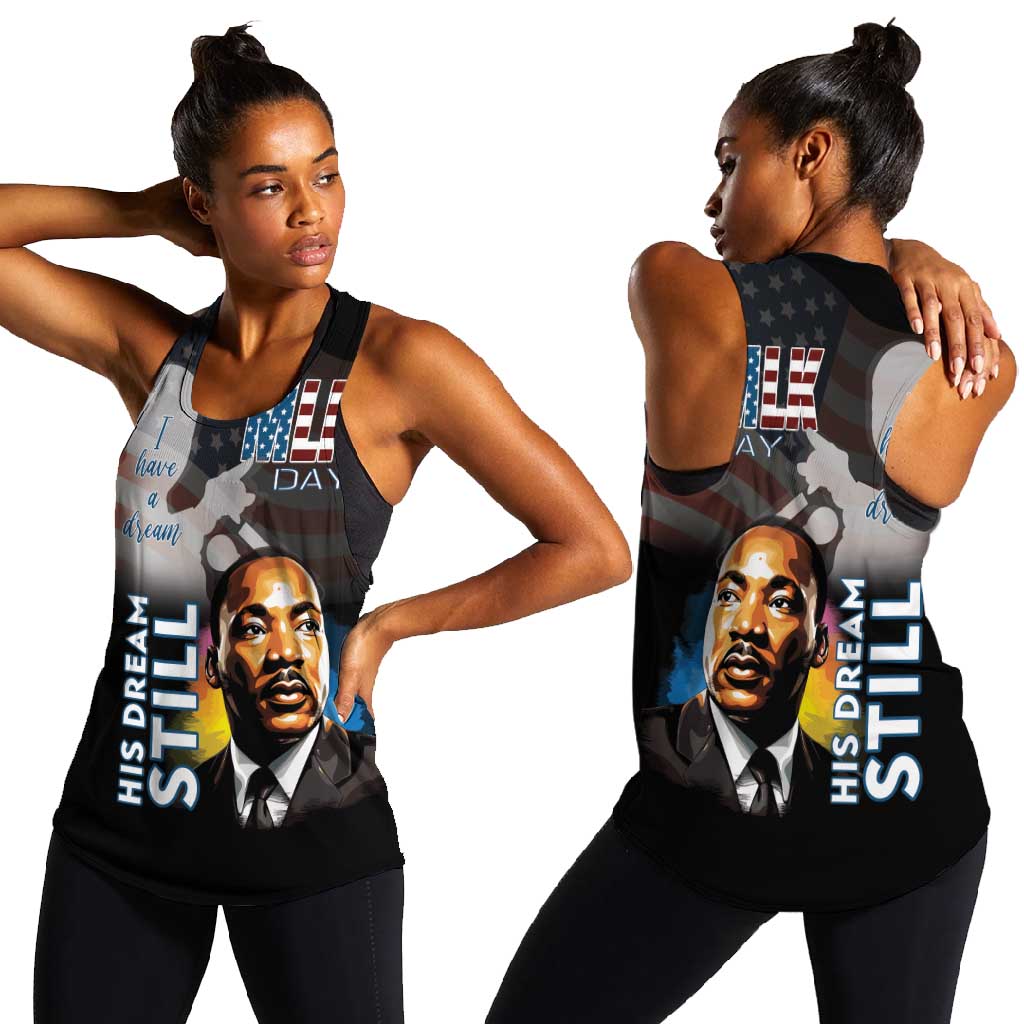 Black Americans Happy MLK Day Women Racerback Tank I Have A Dream