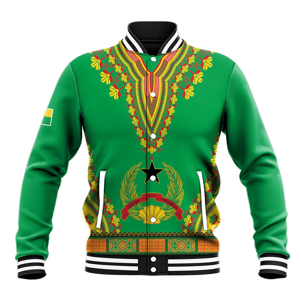 Personalised Afro Guinea Bissau Baseball Jacket Dashiki With Coat Of Arms