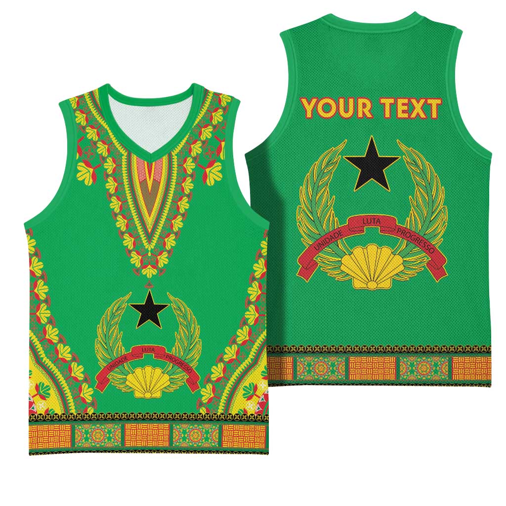 Personalised Afro Guinea Bissau Basketball Jersey Dashiki With Coat Of Arms LT15