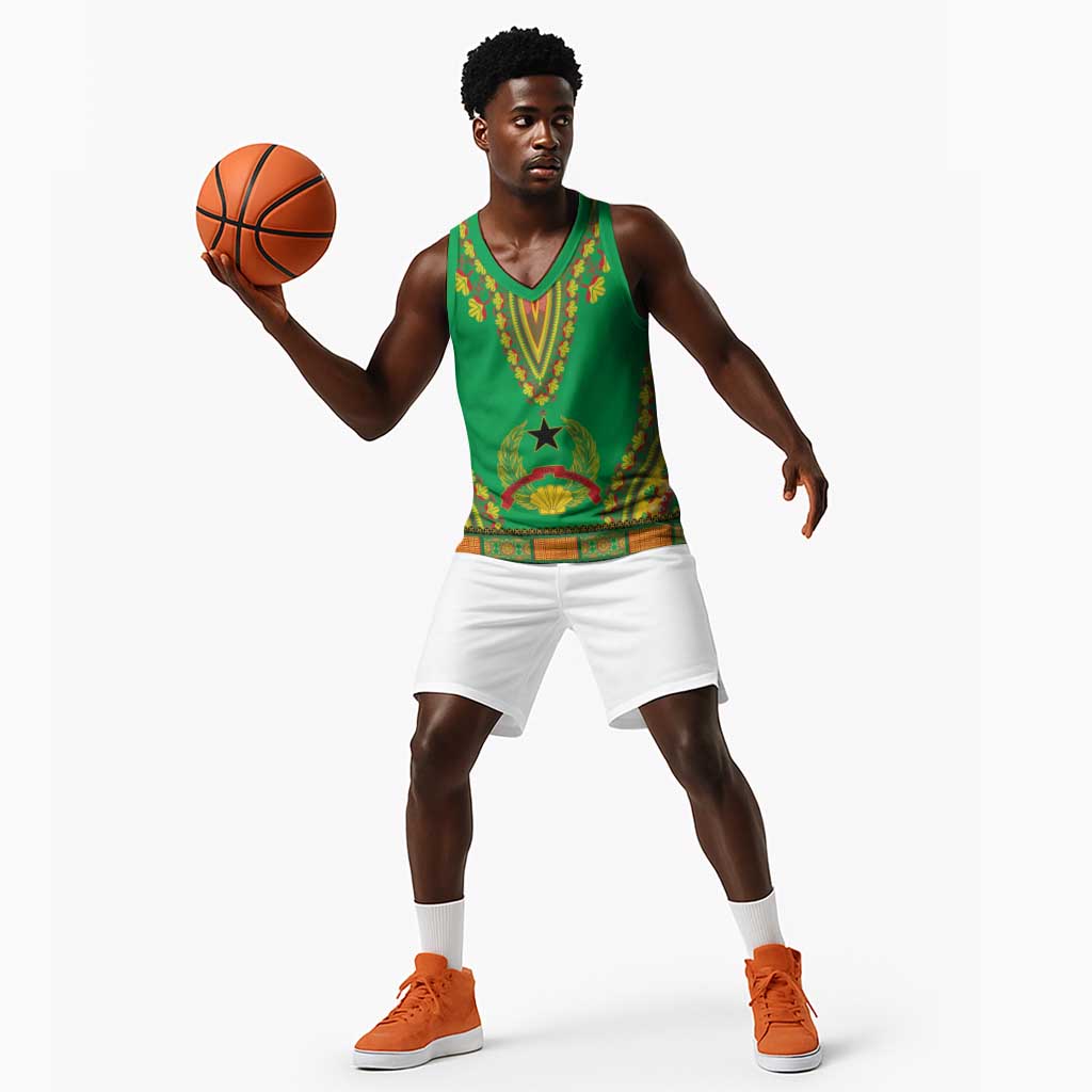 Personalised Afro Guinea Bissau Basketball Jersey Dashiki With Coat Of Arms LT15