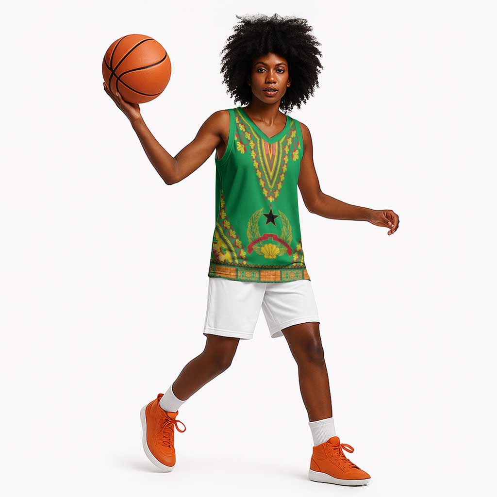 Personalised Afro Guinea Bissau Basketball Jersey Dashiki With Coat Of Arms LT15