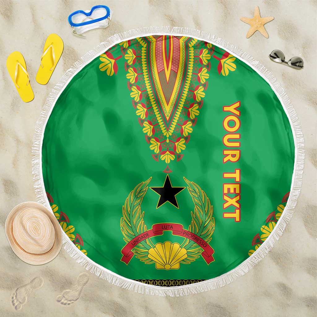 Personalised Afro Guinea Bissau Beach Blanket Dashiki With Coat Of Arms