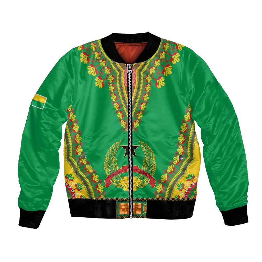 Personalised Afro Guinea Bissau Bomber Jacket Dashiki With Coat Of Arms