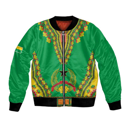 Personalised Afro Guinea Bissau Bomber Jacket Dashiki With Coat Of Arms
