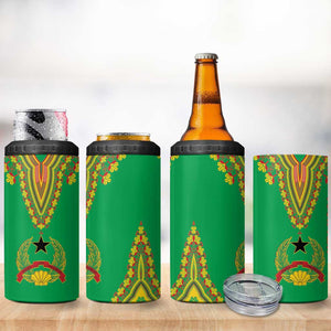 Personalised Afro Guinea Bissau 4 in 1 Can Cooler Tumbler Dashiki With Coat Of Arms