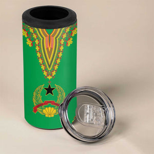 Personalised Afro Guinea Bissau 4 in 1 Can Cooler Tumbler Dashiki With Coat Of Arms