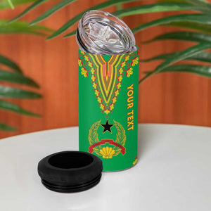 Personalised Afro Guinea Bissau 4 in 1 Can Cooler Tumbler Dashiki With Coat Of Arms