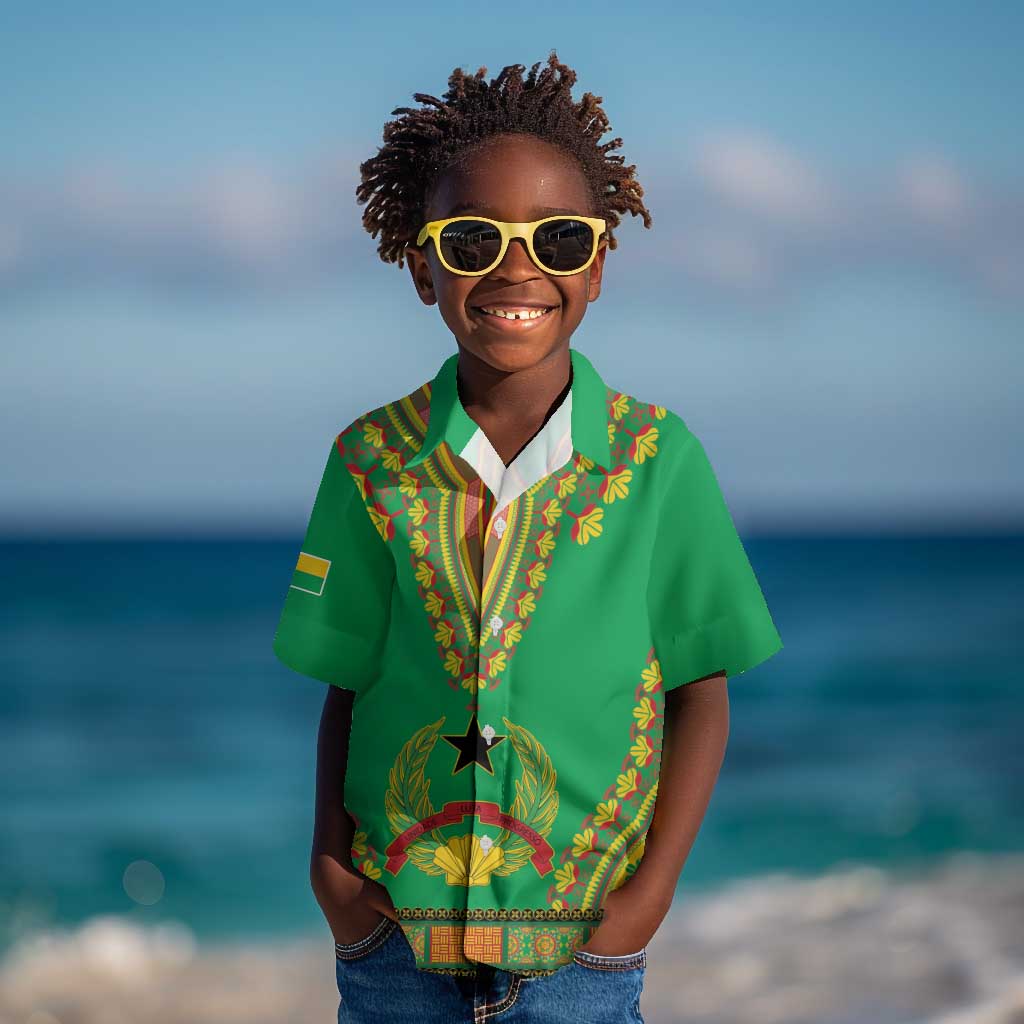 Personalised Afro Guinea Bissau Kid Hawaiian Shirt Dashiki With Coat Of Arms