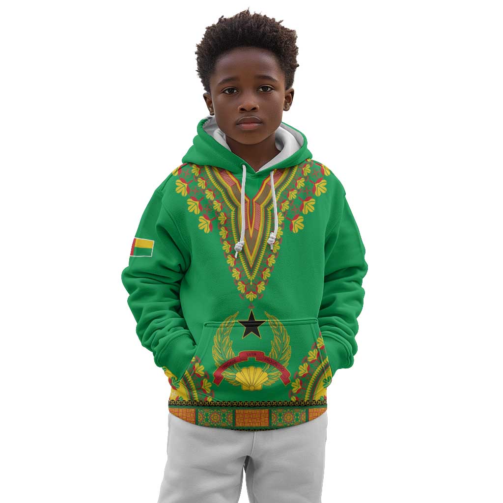 Personalised Afro Guinea Bissau Kid Hoodie Dashiki With Coat Of Arms