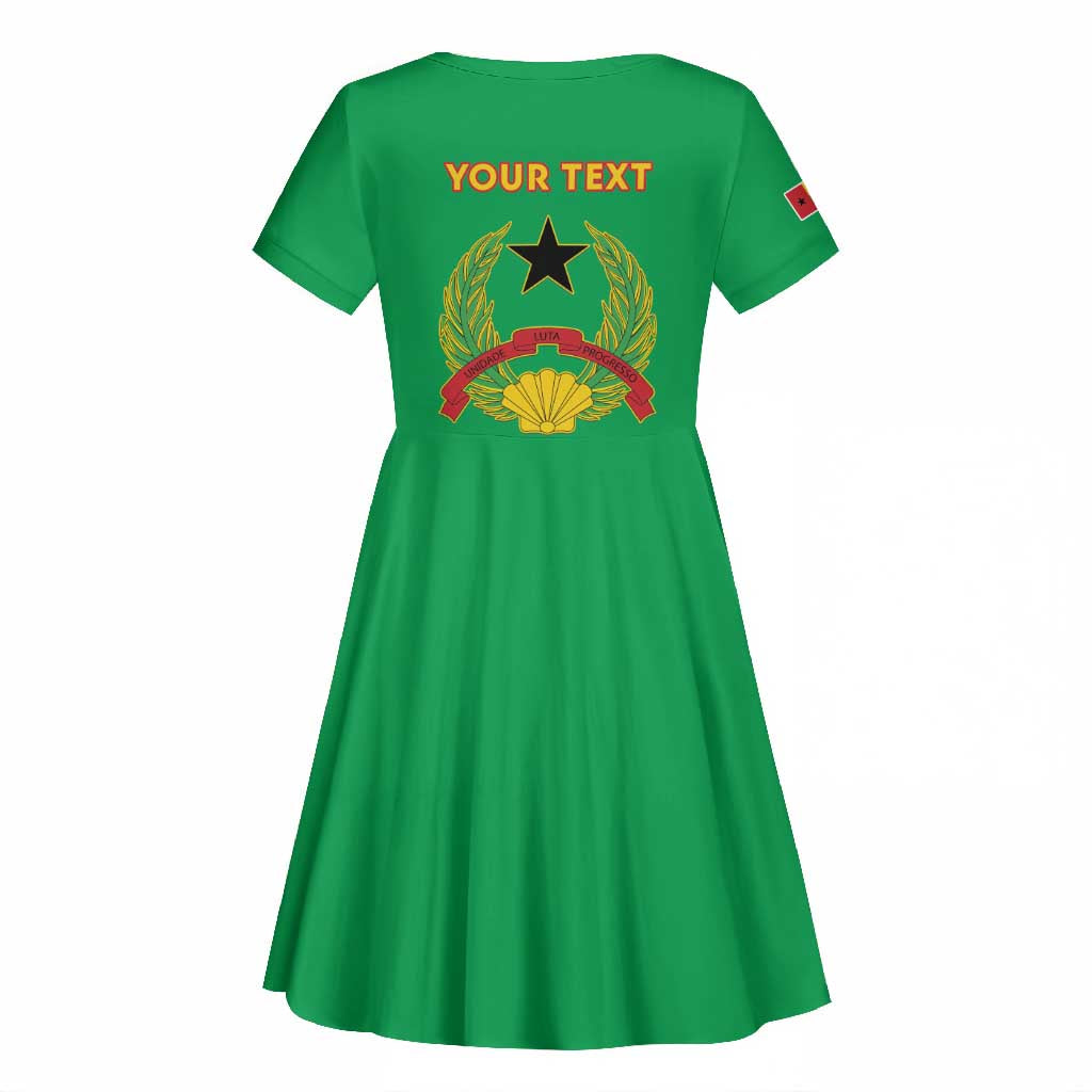 Personalised Afro Guinea Bissau Kid Short Sleeve Dress Dashiki With Coat Of Arms